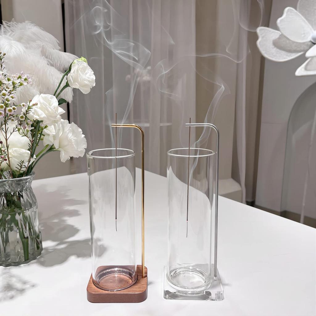 GreenGarden Square Glass Incense Holder - Stylish Glass Incense Holder, Prevents Ash Spillage, Relaxing Incense Stick Holder, Elegant, Simple Interior