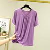 T-shirt Women  Summer Casual Large Size Loose Round Neck Pullover Short-sleeved Tops