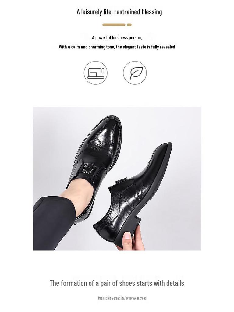 2025 Spring Men's Versatile Leather Slip-ons: Trendy Business & Casual Shoes