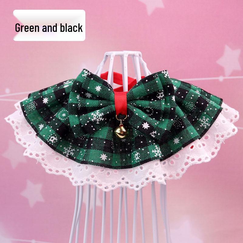 Christmas Jingle Bell Pet Snood: Organza Lace Cat & Dog Collar Scarf