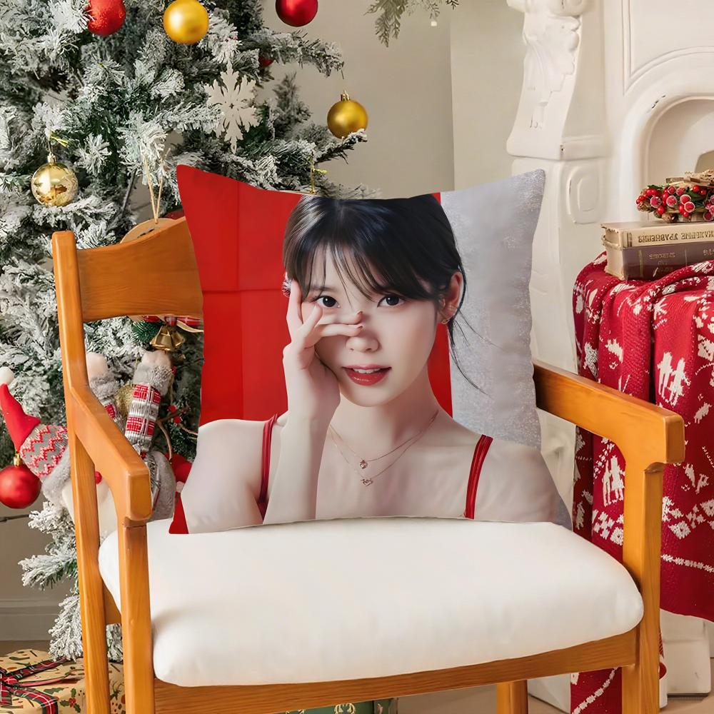 Singer LLee Ji Eun IU Fun Beautiful Pillow Case Silky Short Plush With Invisible Zipper Dustproof Sofa Cushion Cover