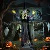 183cm Halloween Decoration Hanging Halloween Witch with LED Lights, Sound Function, Adjustable Arms, Mouth