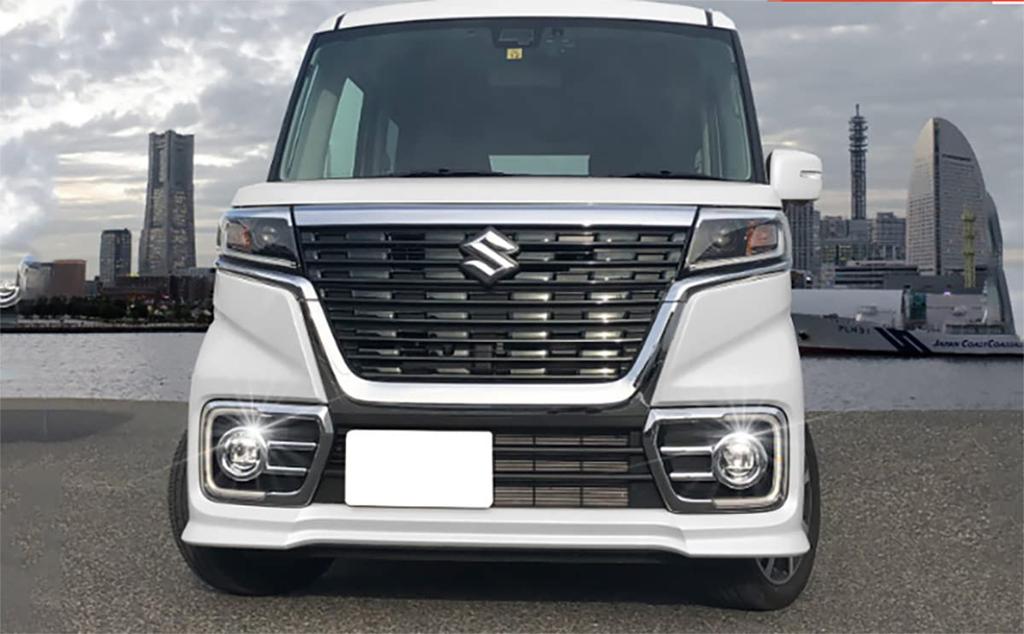 Grille Down Mould Garnish Front Fog Lamp Cover Rim for Suzuki Spacia Custom HYBRID XS Turbo [HIGH FLYING] & (Glossy ABS) (MK53S) 2017-2021 (6 Pieces)