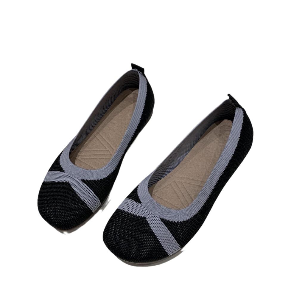 2025 Frühling und Sommer neue Stoffschuhe Damen Doudou-Schuhe atmungsaktive Mesh Fly-Woven Schuhe flache Sohle Rindensehnensohle weiche Sohle Einzelne Schuhe Damen