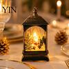 Storytelling Scene Light Vintage Christmas Lantern Night Light, Rectangular Glowing Tabletop Decor for Slender Design Bedside Lamp Mantel Party,