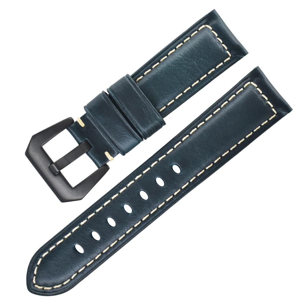 First Layer Genuine Cowhide Oil Wax Leather Business Watch Strap 18mm to 26mm Replacement for Cartier Watch Durable Wristband Accessory