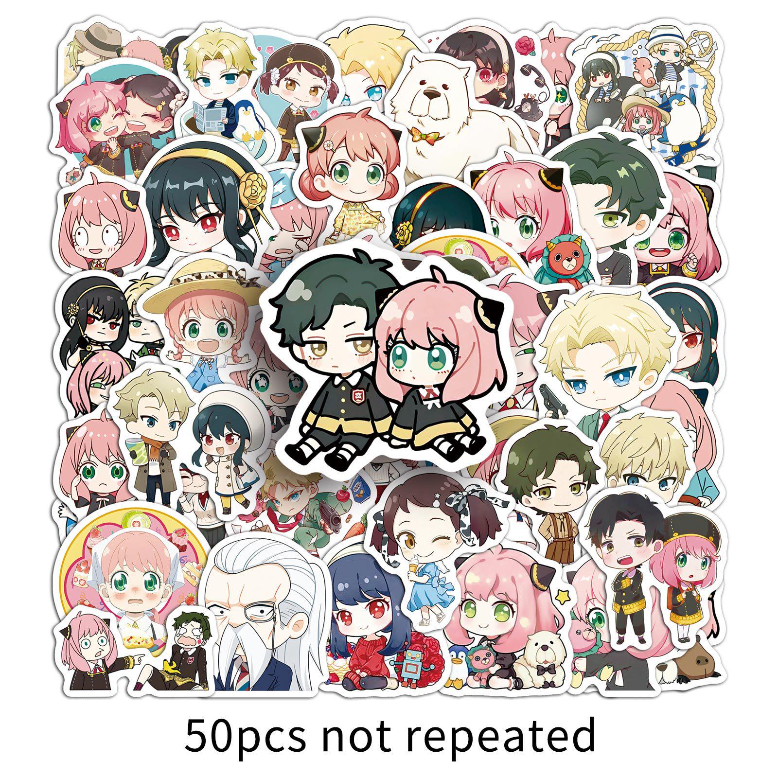 

50 Q Version Spy x Family Stickers: Japanese Anime Characters, Cartoon Anya Guka, DIY Decorative Set.
