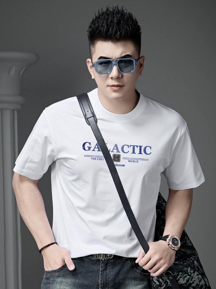 

European Men s High-End Printed Short-Sleeved T-Shirt 2025 New Summer Trendy Brand Half-Sleeved T-Shirt Casual Top for Men 2XL белый