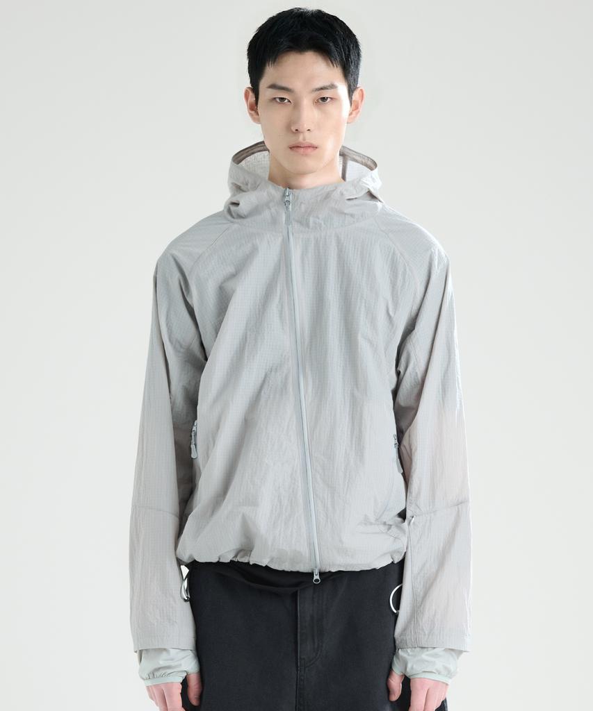 Zplish Curved Hooded Wind Jacket Light Grey