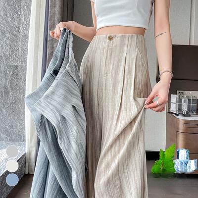 Pantalon d'été ample en lin tie-dye taille haute pour femme