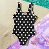 Girls One Piece Swimsuit Polka Dot Print Sleeveless Casual Swimwear for Summer Beach Pool Use Comfortable Fit