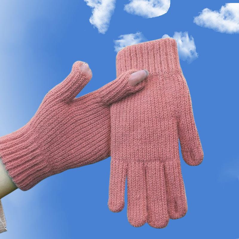 

Warm Gloves Women Windproof Thick Five Finger Fleece Outdoor Riding Men Finger Gloves Fleece Lined Touchscreen One Size