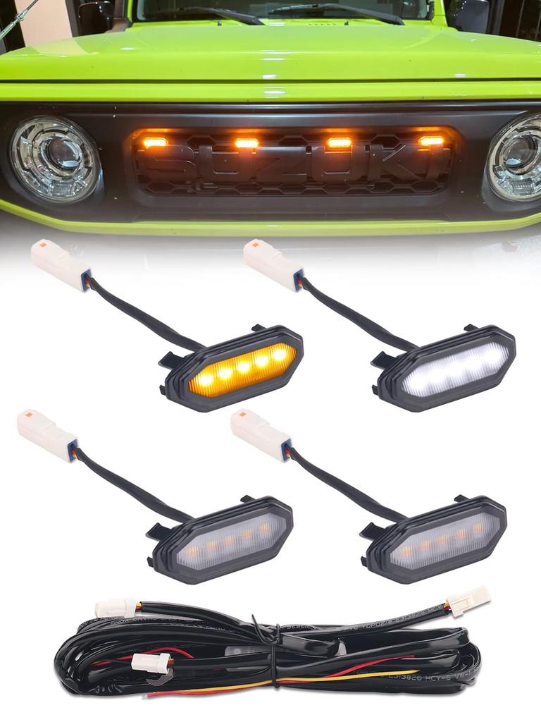 Chelhead Jimny LED Front Grille Lamp for JB64/JB74, High Brightness, Smoke Lenses, White/Amber, 2
