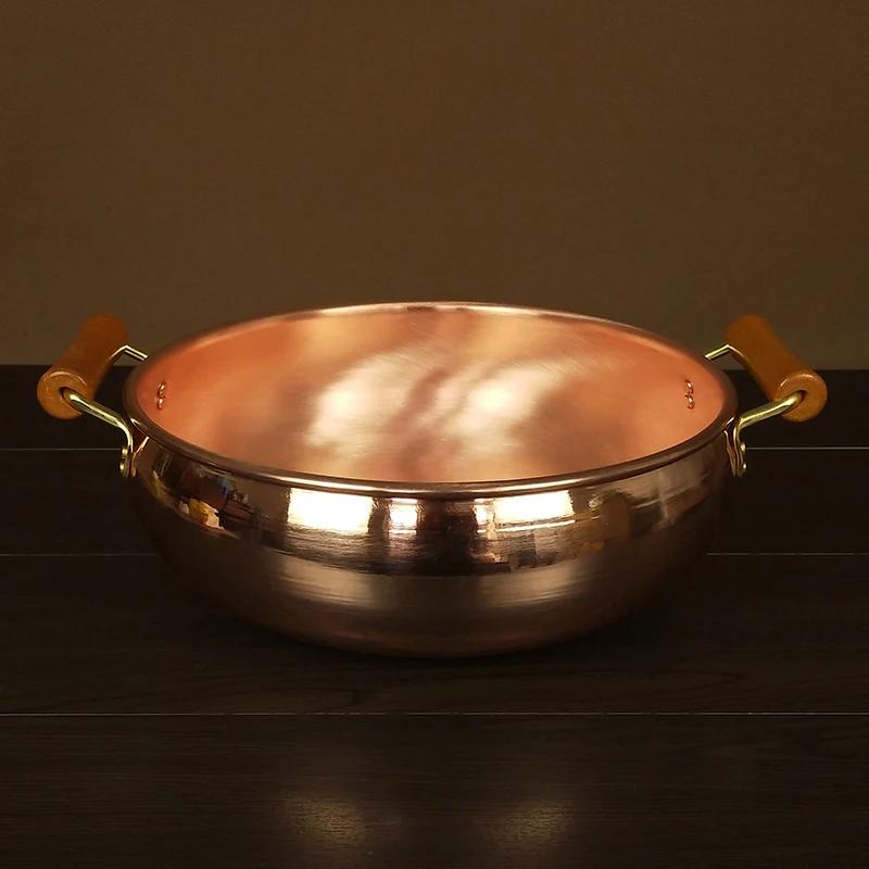 Old copper Induction cooker copper pot Soup pot Shabu Shabu Domestic hotpot pots Anti scalding handle copper hotpot cookware