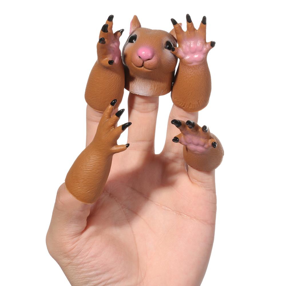 Washable Squirrel Animal Cat random combination Hand Puppet Finger Dolls Props
