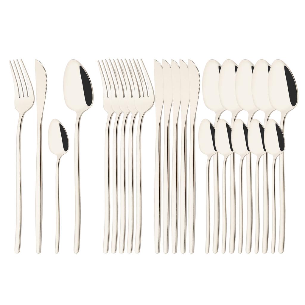Rainbow 18/10 Stainless Steel Dinnerware Set Kitchen Flatware Tableware Sets Knife Fork Spoon Tea Spoon Cutlery Set Service for 6