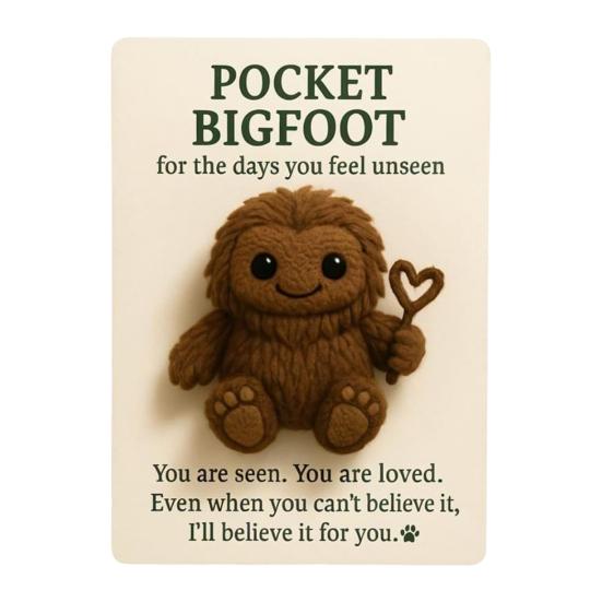 

1/2 шт. Карманные обнимашки Плюшевая игрушка Сасквоч с позитивной карточкой Эмоциональная поддержка Мини-чучело Дикая кукла Плюшевая вдохновляющая игрушка B