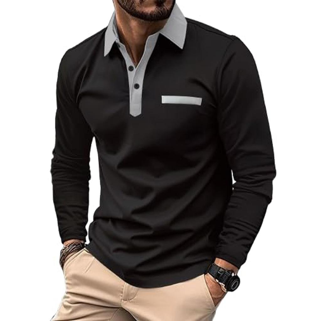 Mens Casual Long Sleeve  Shirt Classic Dress Cotton Top Lightweight Collared  Shirt With Pocket