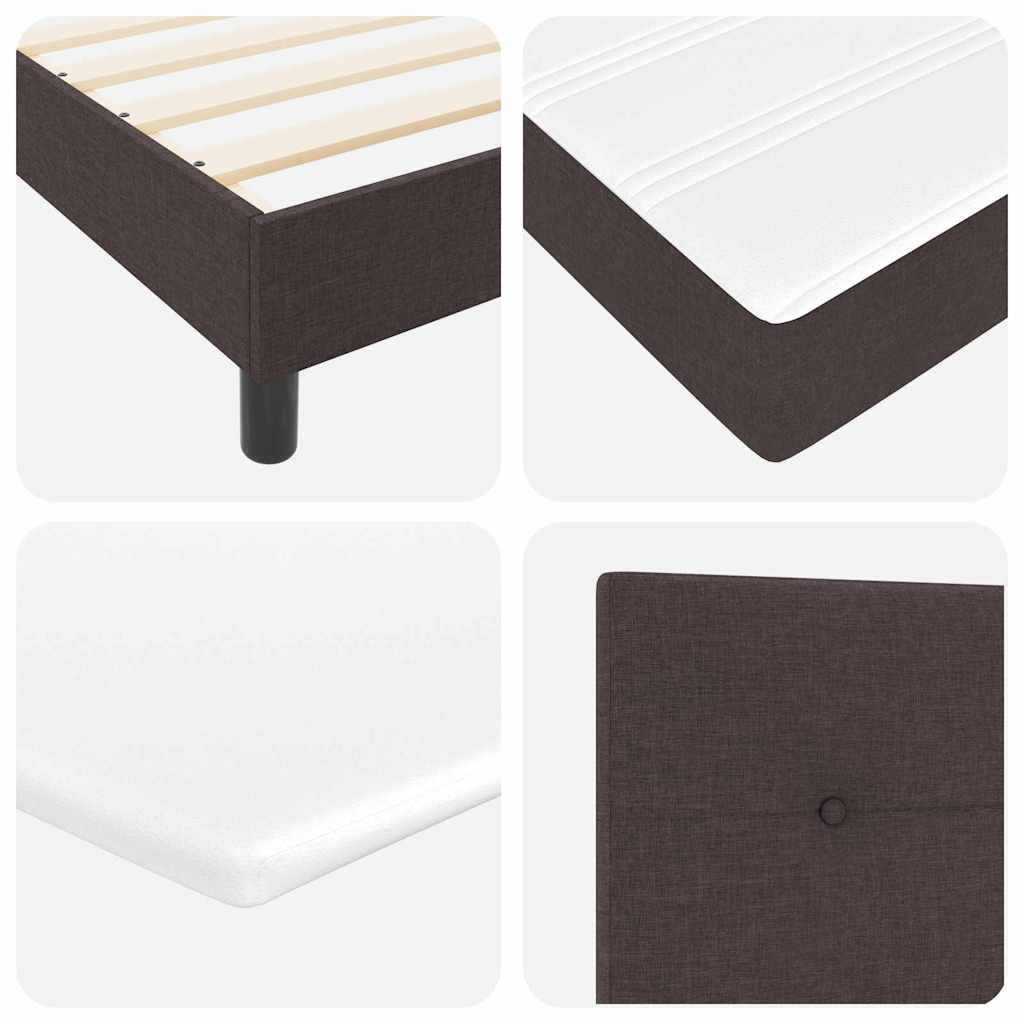 Box Spring Bed with Headboard Dark Brown 200 X 200 Cm Fabric