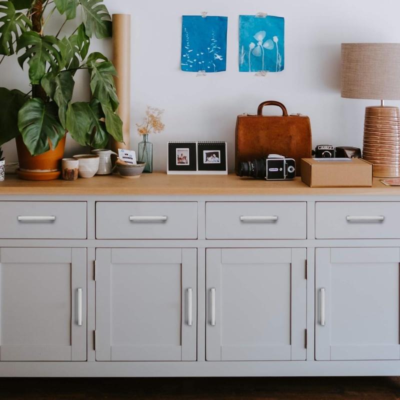 4Pcs Square Cabinet Pulls Stainless Steel Kitchen Drawer Pulls Cabinet Handles Overall Pull Cupboard Handle Wardrobe Door Knobs