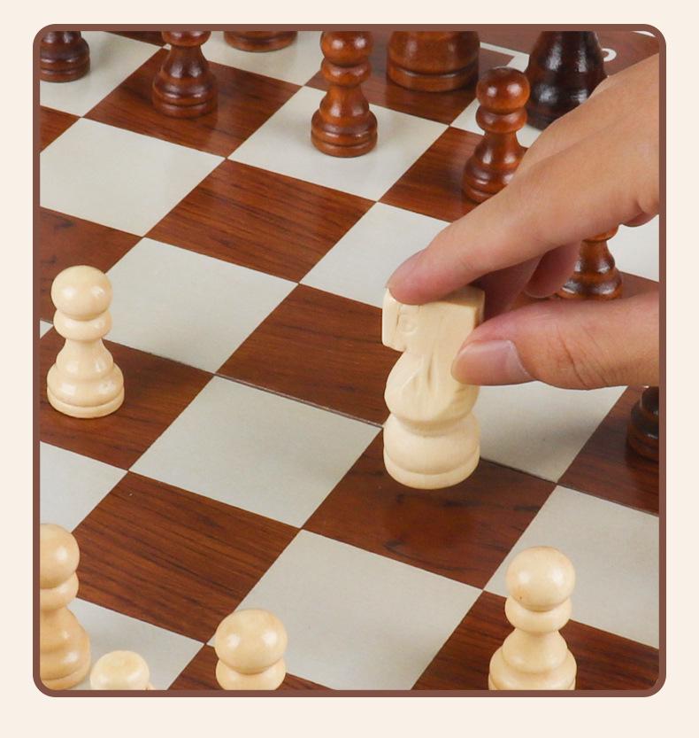 Solid Wood Foldable Double Queen Chess Set for Adults & Children
