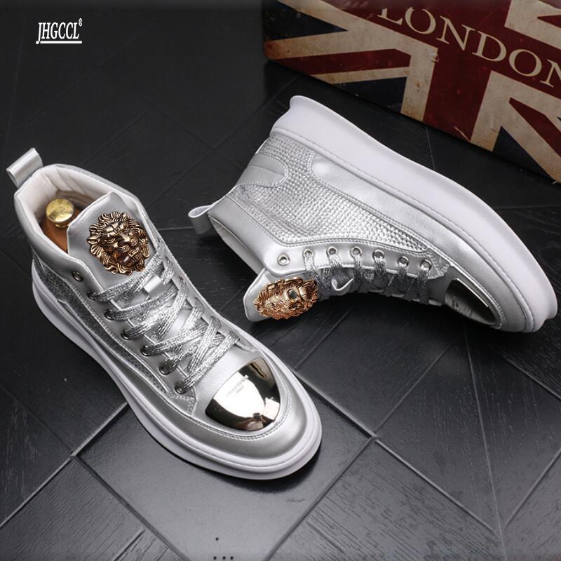 Fashion Designer Fashion Men's Shoes Rhinestone Casual Flats Platform Ankle Boots Sneakers Zapatos Hombre A6