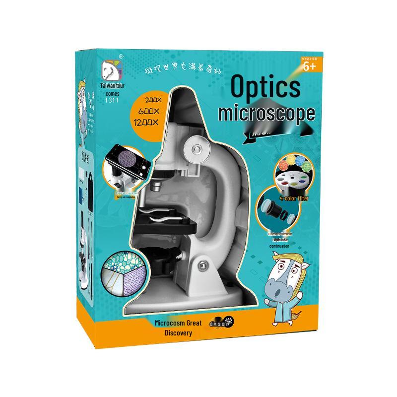 Mikroskop s vysokým rozlišením 1200x pro studenty - Pozorujte bakterie, Biologická sada pro domácí použití