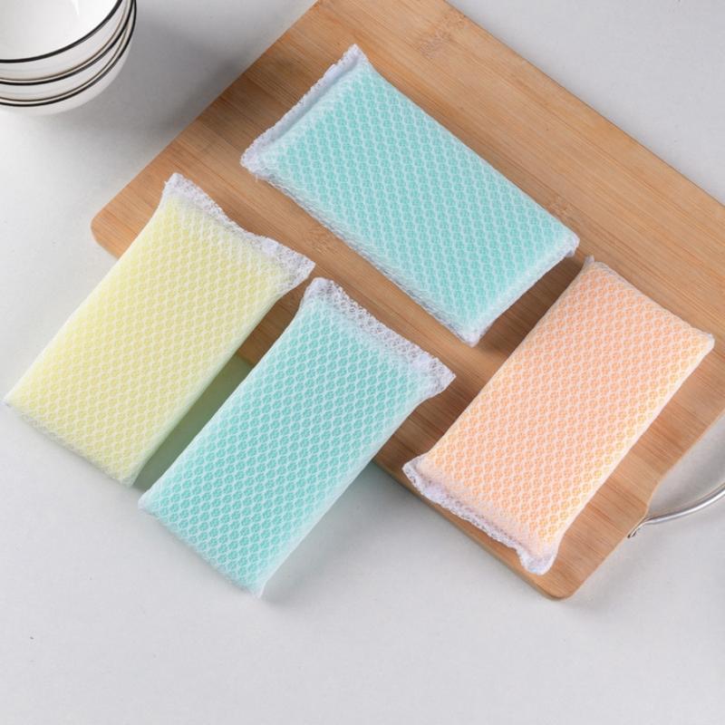 5/10 Pcs Dish Sponge Non Stick Scouring Pad Cleaning Supplies Resilient Net Foaming Easily For Pan Bowl Sponges Scouring