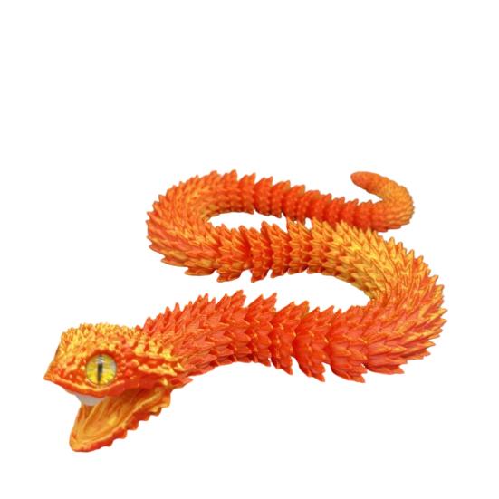 3D Printed Snake Articulated Toy, Flexible Jointed Serpent Figurine, Realistic Fidget Stress Reliever for Adults, Office Desk Decor Gift