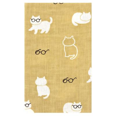 Hamamonyo Tenugui Hand Cat Glasses Beige (Japanese Towel) - -