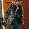 omen's fur acket fashion women's clothing medium and long leopard print artificial fur coat winter thickened warm trench coat