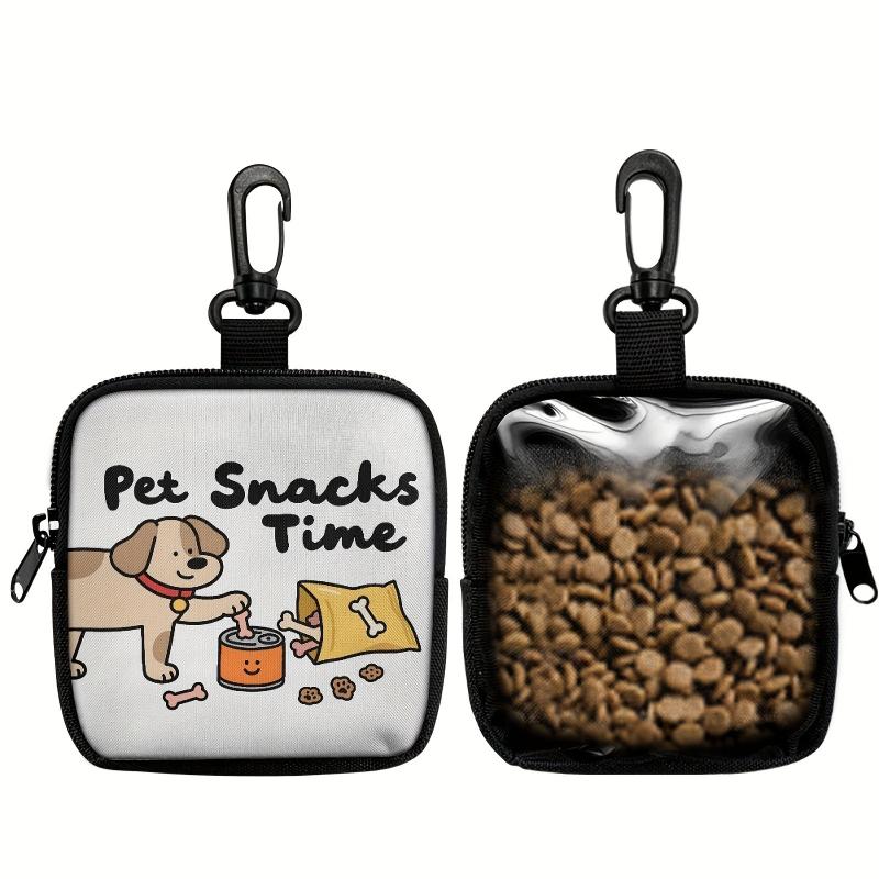 1pc Dog Print Dog Treat Bag with Hook and Zipper - Pet Training Set, Puppy Pet Training Walking Bag,Dog Training Accessories