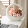 Ceramic Vase Geometric Circular Flowerpot Full Moon Flower Arrangement Accessories Flower Basket Ornament Home Decoration