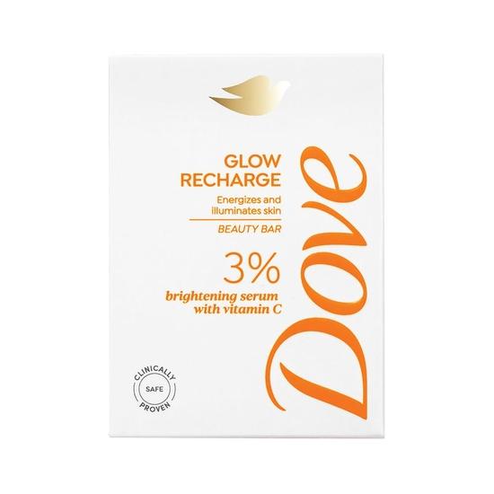 DOVE Glow Recharge Serum Beauty Bar | 3% Aufhellendes Serum + Vit C | Energetisiert & Erleuchtet die Haut | Paraben- & SLS-frei | 125g