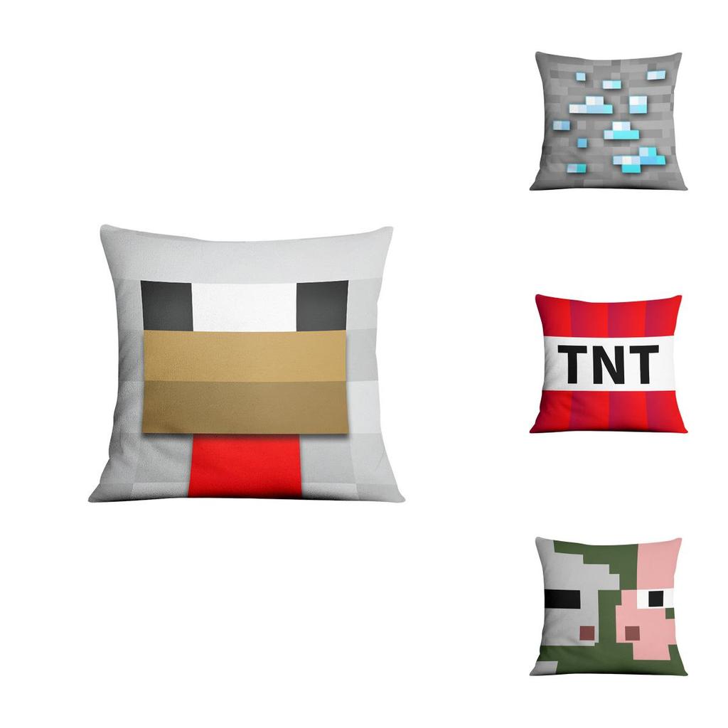 Minecraft Pillowcase Sofa Cushion Cover Bright Colorful Garden Decor Featuring Steve And Creeper