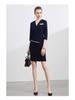 Formal Pleated V-Neck Slim Dress for Beauty Salon Receptionist