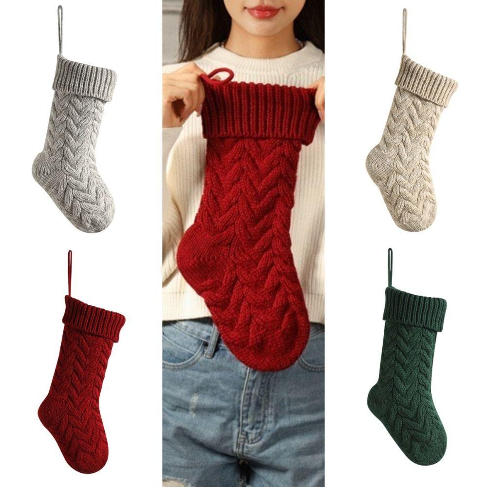 Knitted Christmas Sockings Santa Socks Christmas Decorations  Festive Supplies