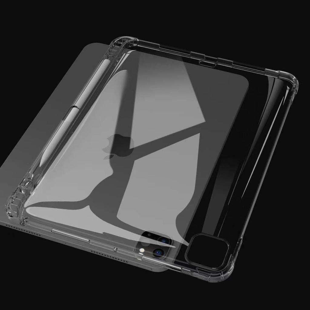 For iPad Pro 13 (2024) Case Crystal Clear Soft TPU Tablet Cover with Pen Slot