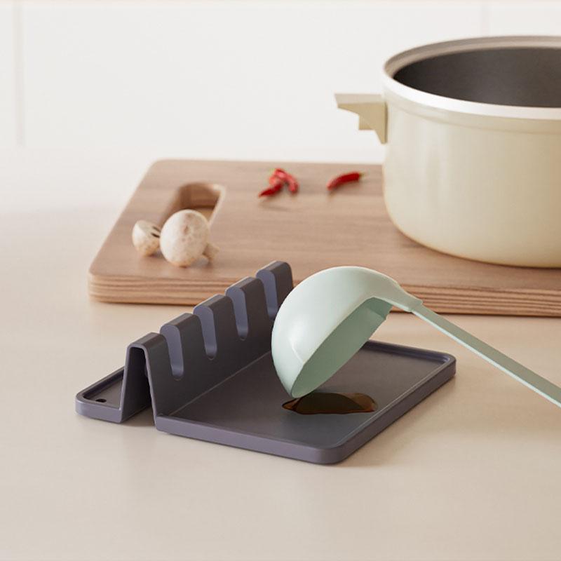 Multi-functional Silicone Kitchen Tool Holder for Spoon, Ladle, Spatula, Chopsticks and Scraper, Easy Storage Rack and Holder