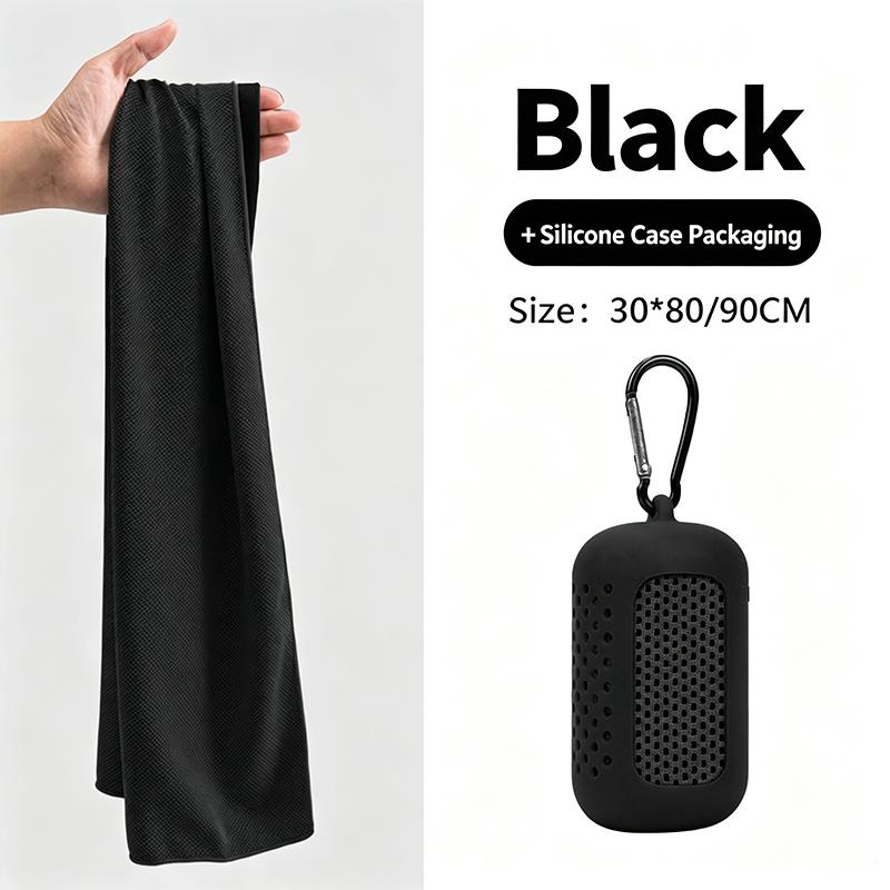 Microfiber Quick Dry Cooling Towel Ice Cold Towel for Sports Fitness Camping Travel Outdoor Activities with Portable Silicone Wrapped Case