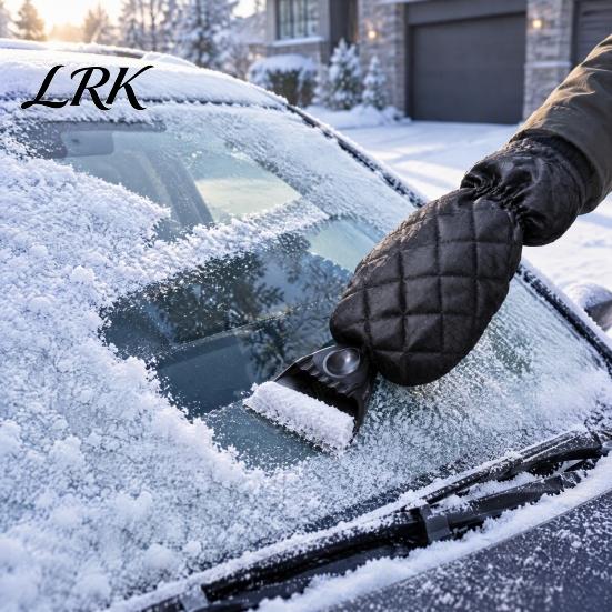 Ergonomic Snow Shovel for Winter Car with Built-in Glove, Integrated Ice Scraper Mitt Durable Truck Windshield Windshield, Portable Frost Removal Tool