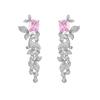 Micro-Inlaid Zircon Trend Su Flower Earrings Fashion Sweet Temperament Earrings Long Earrings Women