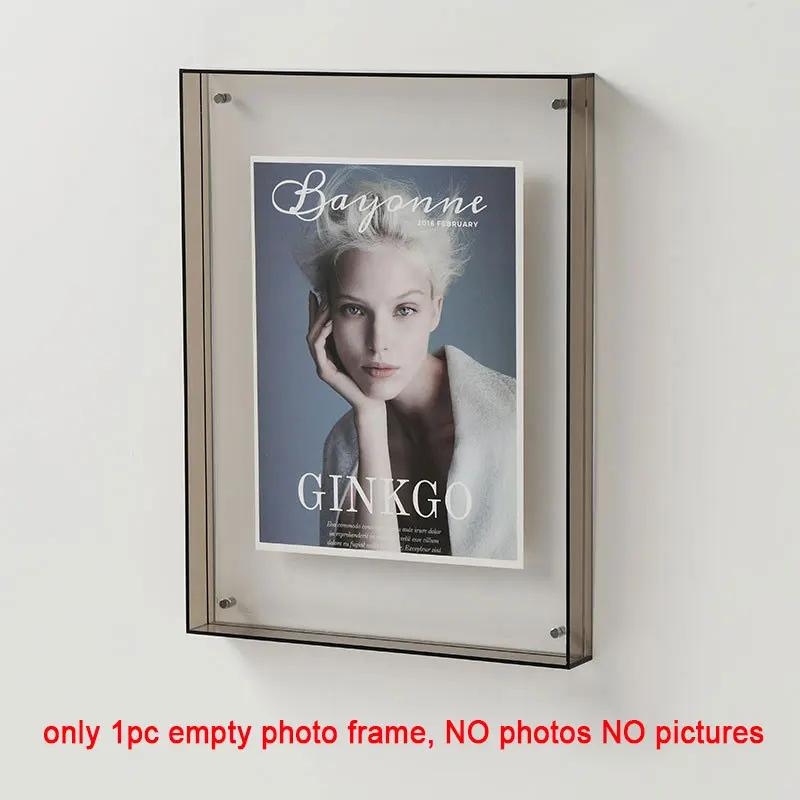 Acrylic Photo Frame Box Transparent Photocard Holder Interior Frame Picture Display Stand Office Home Desktop Wall Decoration