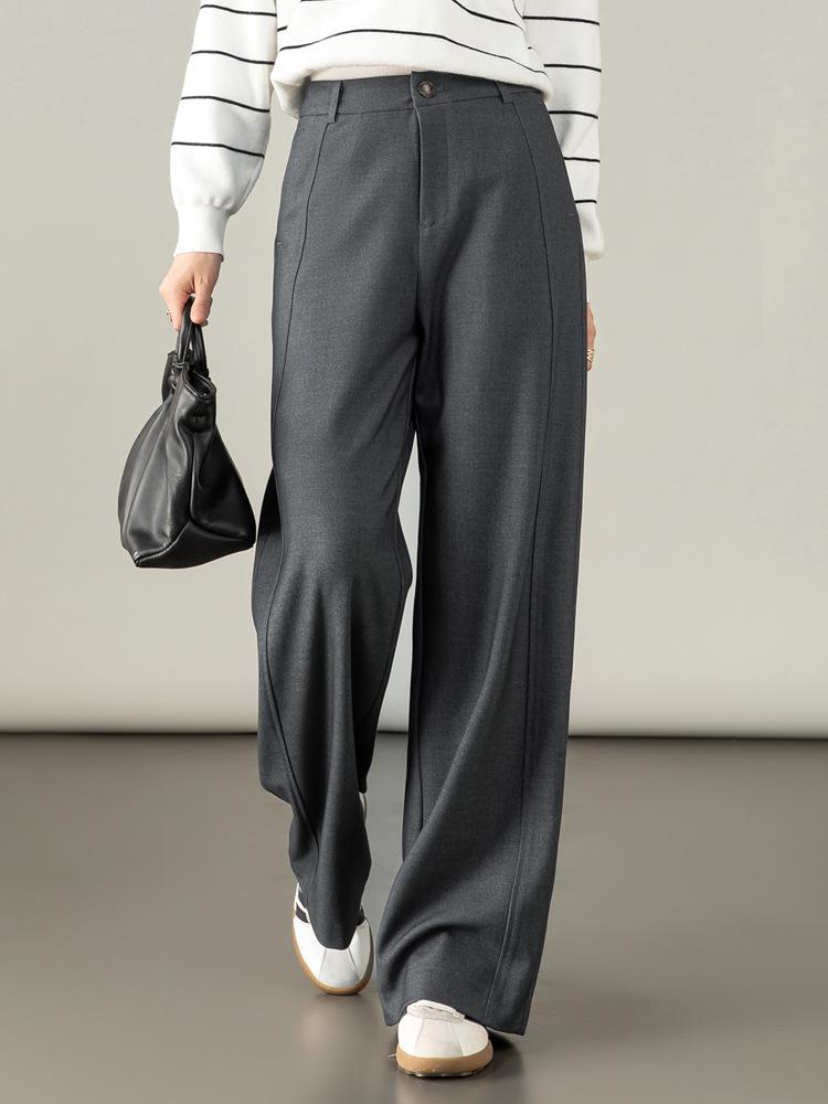Women's Autumn 2025 High-Waisted Lyocell Wool Pants - Narrow to Wide-Leg, Drapey, Floor-Length Trousers.
