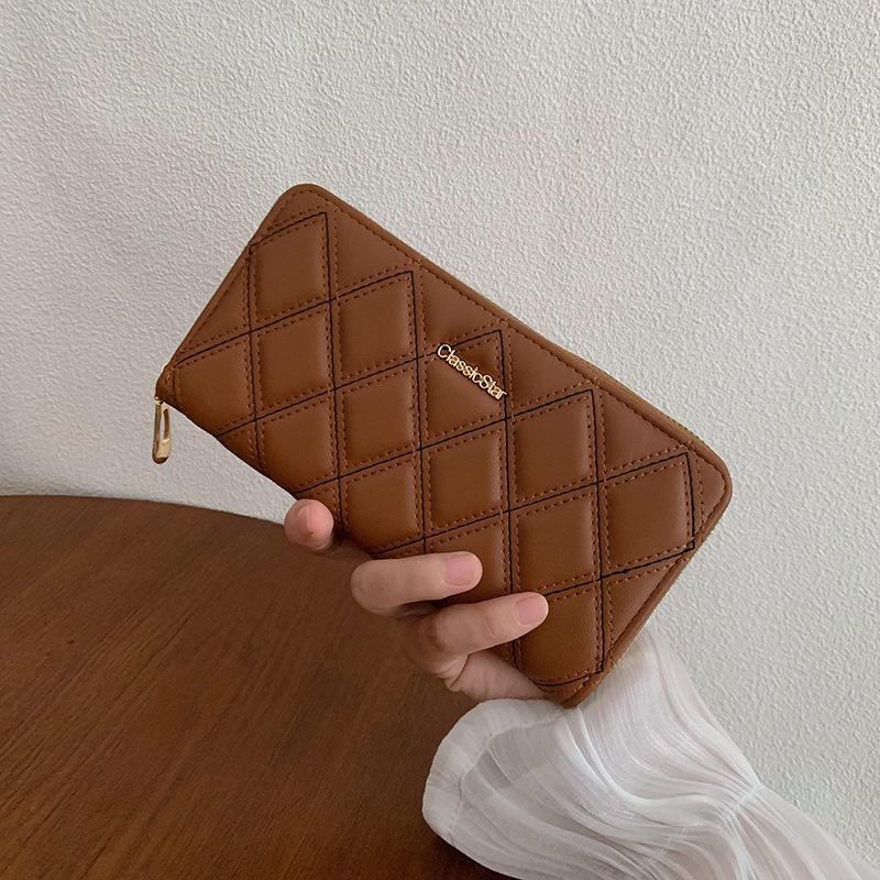 

Простой, легкий, роскошный, универсальный, длинный женский кошелек, модная сумка с одним движением, скидка 20% на бриллиант, отделение для мелочи и карт, длинный и вместительный.