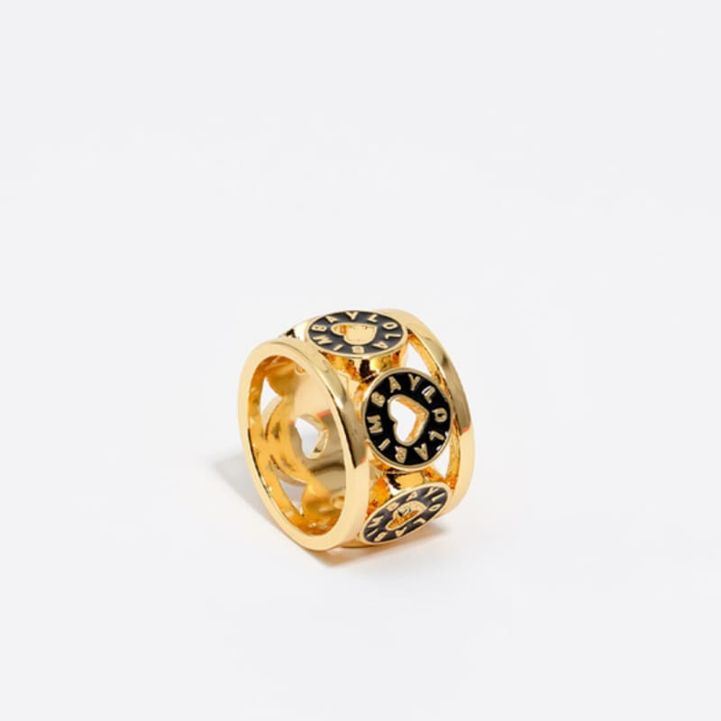 BIMBA Y LOLA [25FW] BIMBA Y LOLA Black Heart Logo Gold-Tone Metal Ring B256AIR007BKD