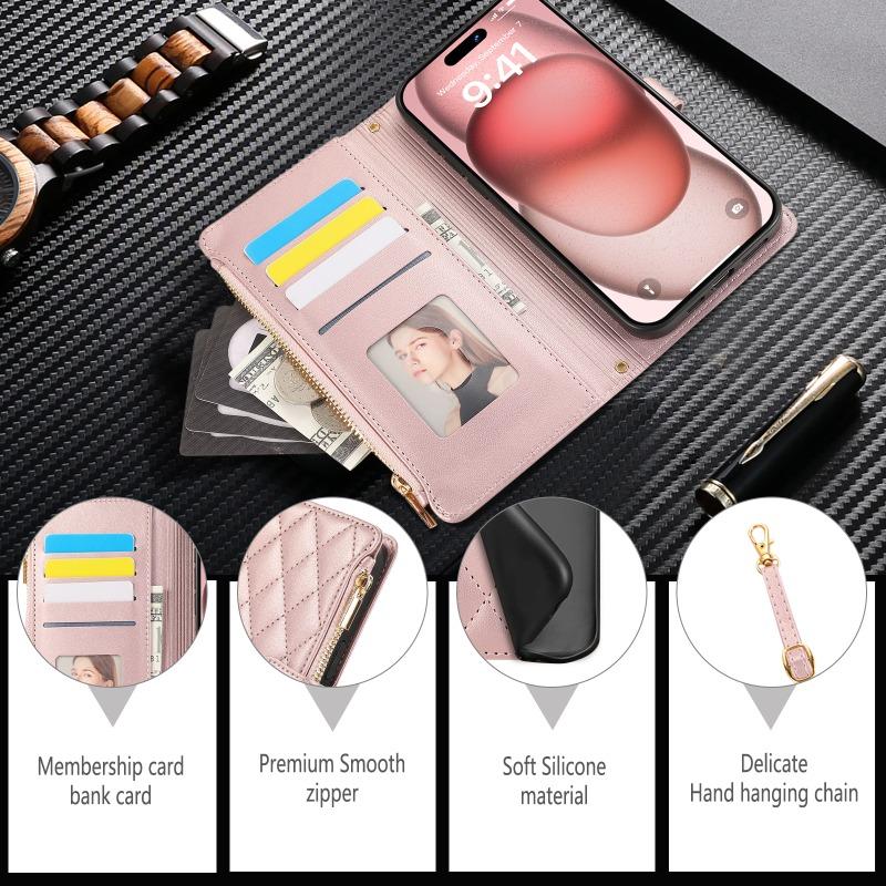 Crossbody Wrist Strap Leather Phone Case for IPhone 16 15 14 11 Pro Max 13 12 MIni XS XR 7 8 Plus Wallet with Card Holder Cover