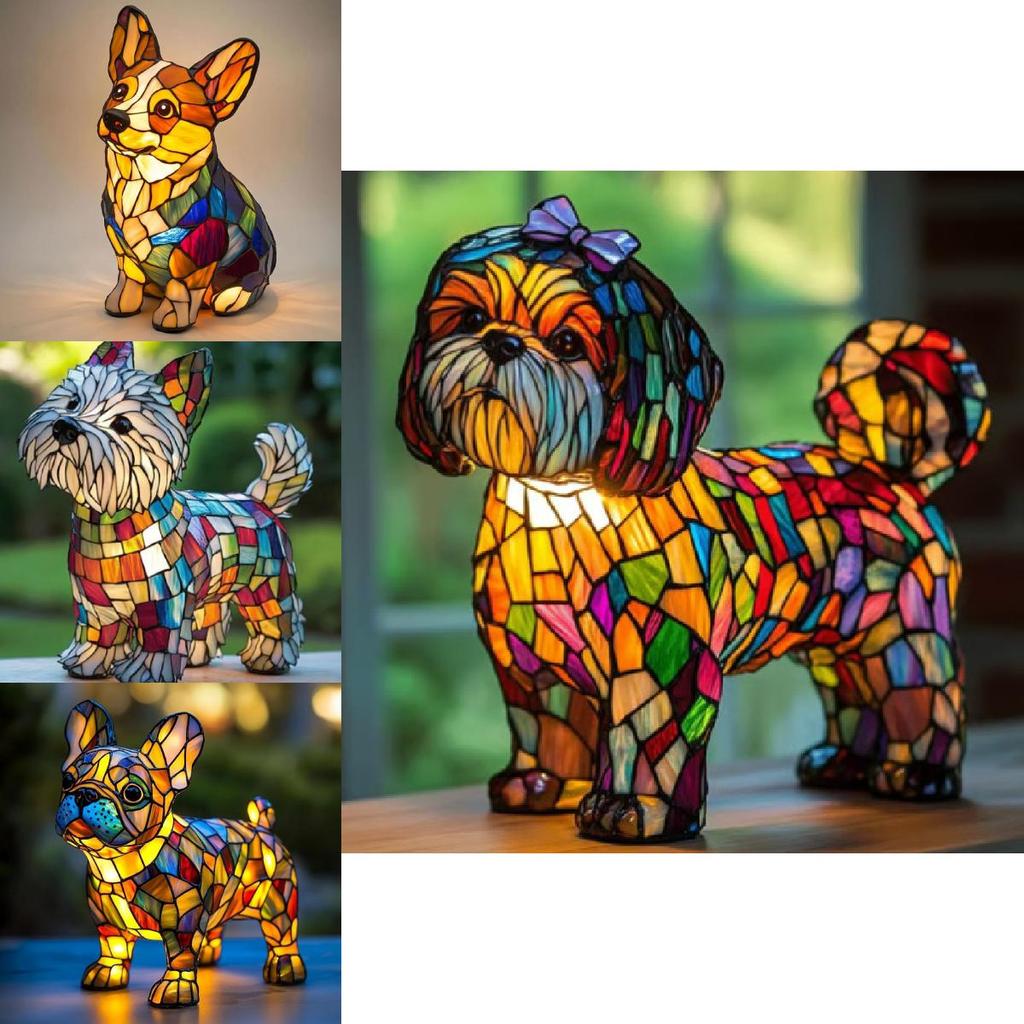 Panda Dolphin Creative Lion Leopard Dog Animal Resin Led Night Ornament Light