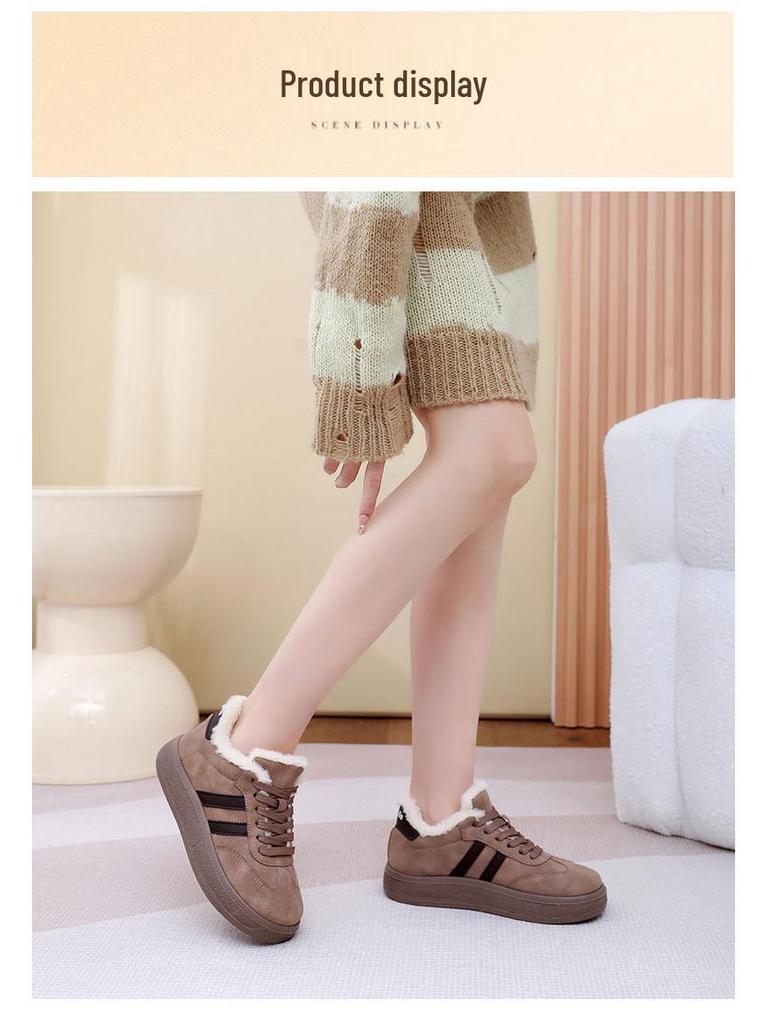 Women's 2025 Winter Retro Fleece-Lined Thick-Soled Ankle Skate Trainer Boots