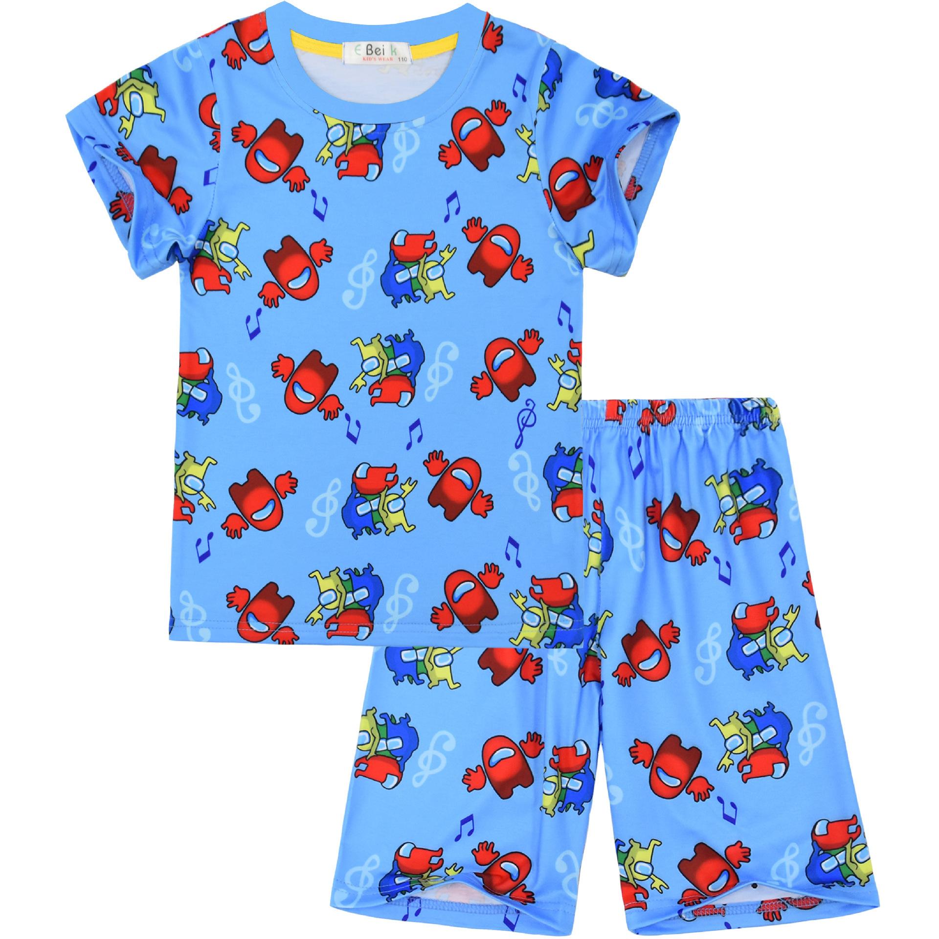 Cartoon Digital Printing Boys Loungewear Short Sleeve Set 835 120